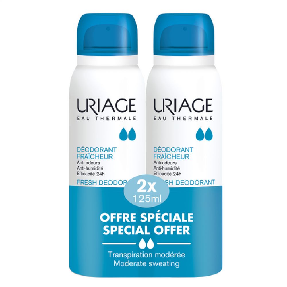 Pachet Deodorant spray cu piatra de alaun, 125 ml + 125 ml, Uriage