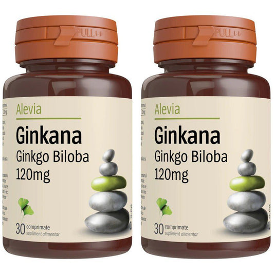 Pachet Ginkana Ginkgo Biloba 120mg, 30 comprimate, Alevia (1+1)-