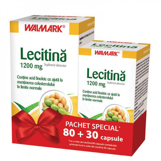 Pachet Lecitina 1200 mg, 80 capsule + 30 capsule, Walmark-