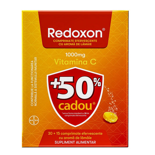 Pachet Redoxon cu vitamina C, 1000 mg, 30+15 comprimate efervescente, Lamaie, Bayer