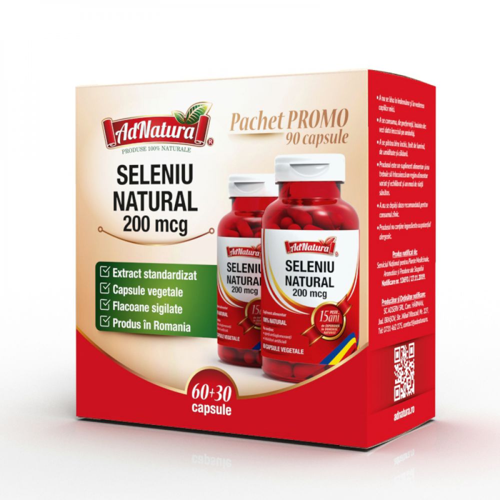 Pachet Seleniu Natural, 60 + 30 capsule, AdNatura