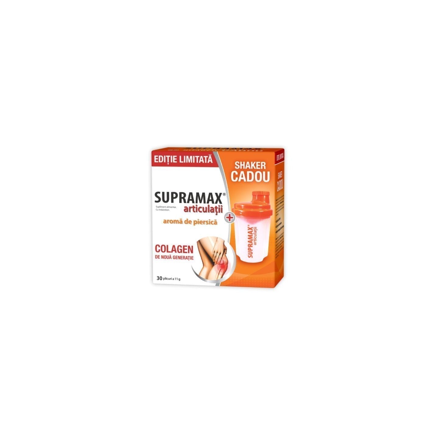 Pachet Supramax piersica, 30 plicuri + Shaker cadou, Zdrovit