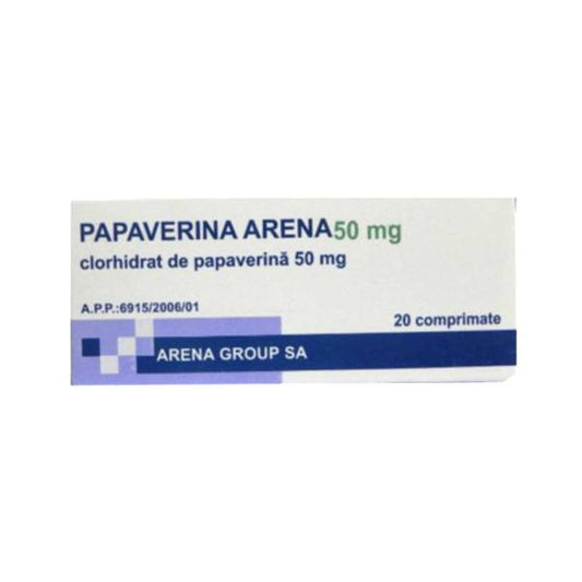 Papaverina, 50 mg, 20 comprimate, Arena Group