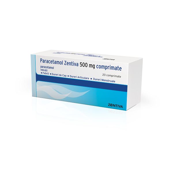 Paracetamol, 500 mg, 20 comprimate, Zentiva-