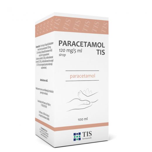 Paracetamol TIS, sirop pentru copii, 120 mg/5 ml, 100 ml, TIS Farmaceutic-