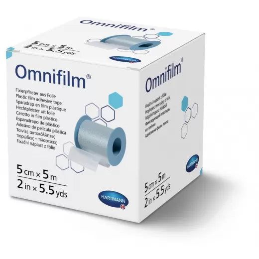 Plasture hipoalergen pe suport de folie transparenta poroasa Omnifilm (900435), 5cmx5m, Hartmann-