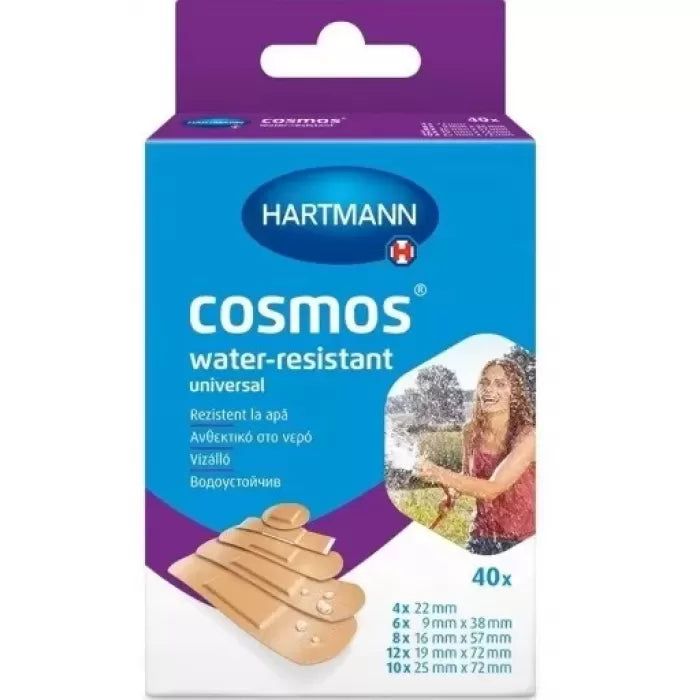 Plasturi rezistenti la apa Cosmos Water-Resist, 5 marimi, 40 bucati, Hartmann