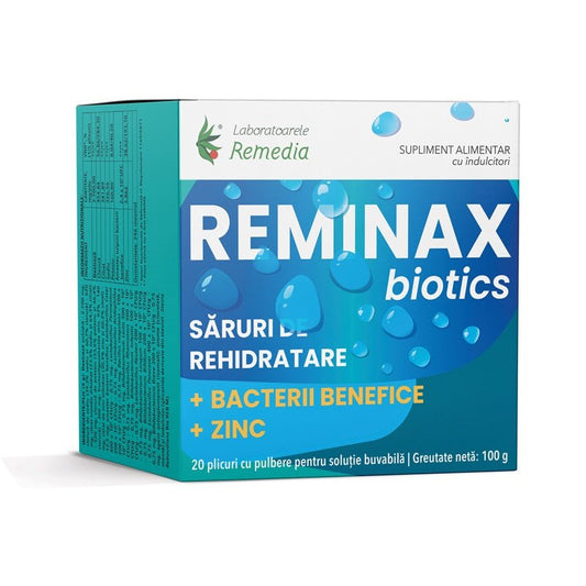 Reminax Biotics saruri rehidratare + bacterii benefice si zinc, 20 plicuri, Remedia - 5944747008606