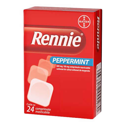 Rennie Peppermint, 24 comprimate masticabile, Bayer-