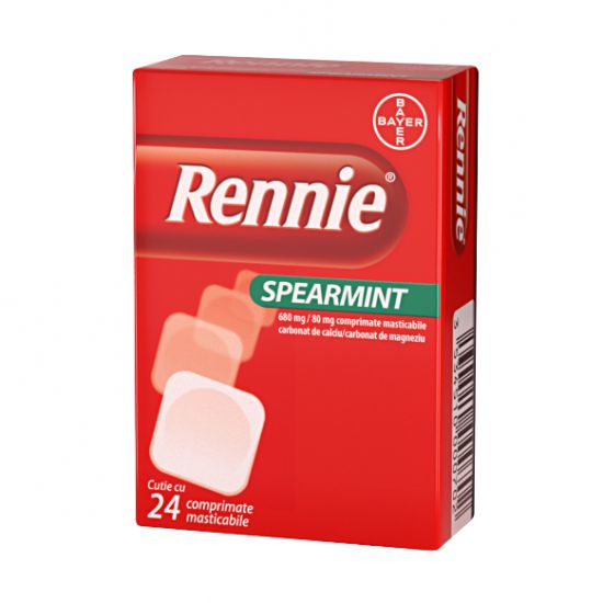 Rennie Spearmint, 24 comprimate masticabile, Bayer-