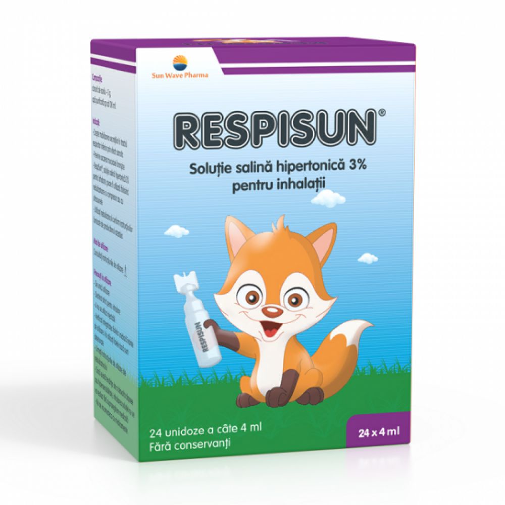 Respisun solutie salina hipertonica 3%, 24 doze, Sun Wave Pharma-