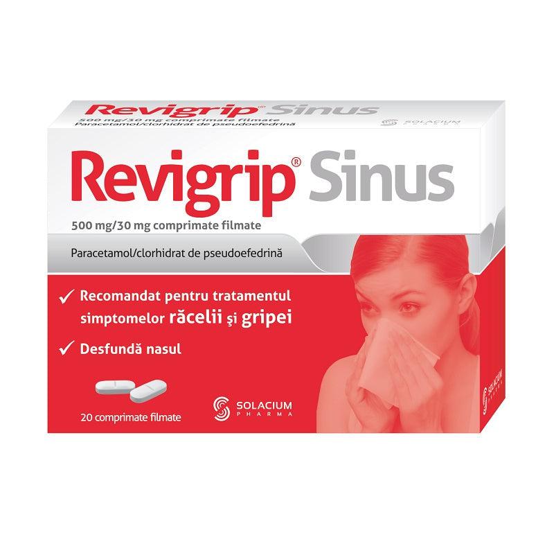 Revigrip Sinus, 500 mg/30 mg, 20 comprimate filmate, Solacium Pharma-