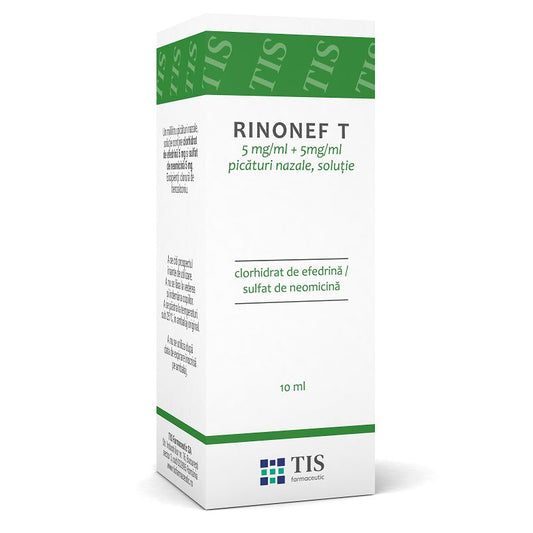 Rinonef-T picaturi nazale, 5 mg/ml + 5 mg/ml, 10 ml, Tis Farmaceutic