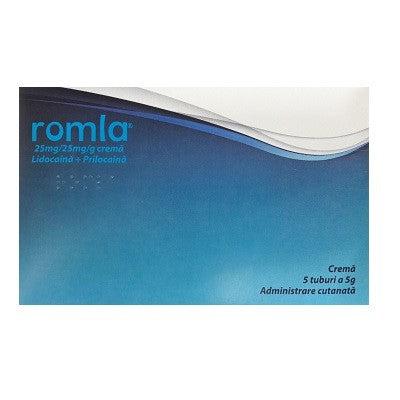 Romla crema anestezica, 25mg/25mg/g, 5 tuburi x 5 g, Elantis Farma-