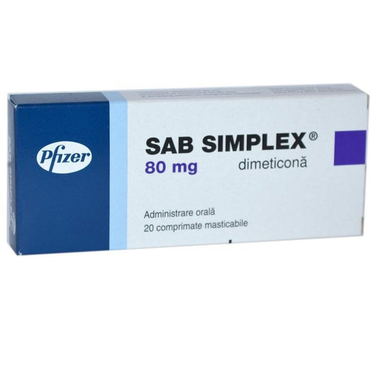 Sab Simplex, 80 mg, 20 comprimate masticabile, Pfizer