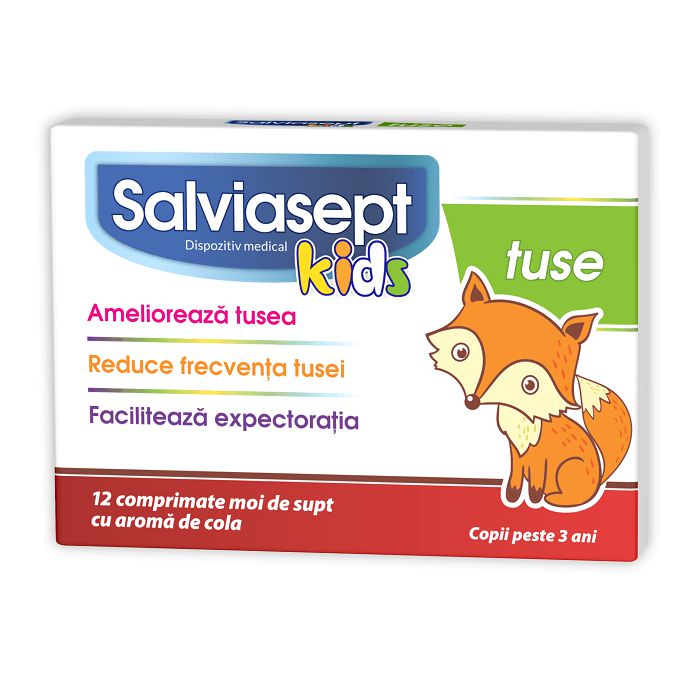 Salviasept Kids Tuse Cu Aroma Cola, 12 comprimate, Zdrovit