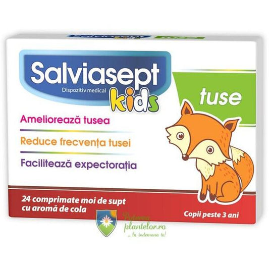 Salviasept Kids Tuse Cu Aroma Cola, 24 comprimate, Zdrovit