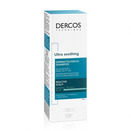 Sampon ultra calmant pentru par gras si normal Dercos Ultra Soothing, 200 ml, Vichy-