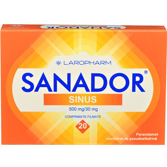 Sanador Sinus, 500 mg/30 mg, 20 comprimate filmate, Laropharm-