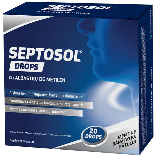 Septosol cu albastru de metilen, 20 dropsuri, Biofarm - 5944704015678