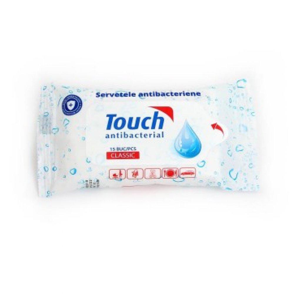 Servetele Umede Antibacteriene Touch Clasic, 15 bucati