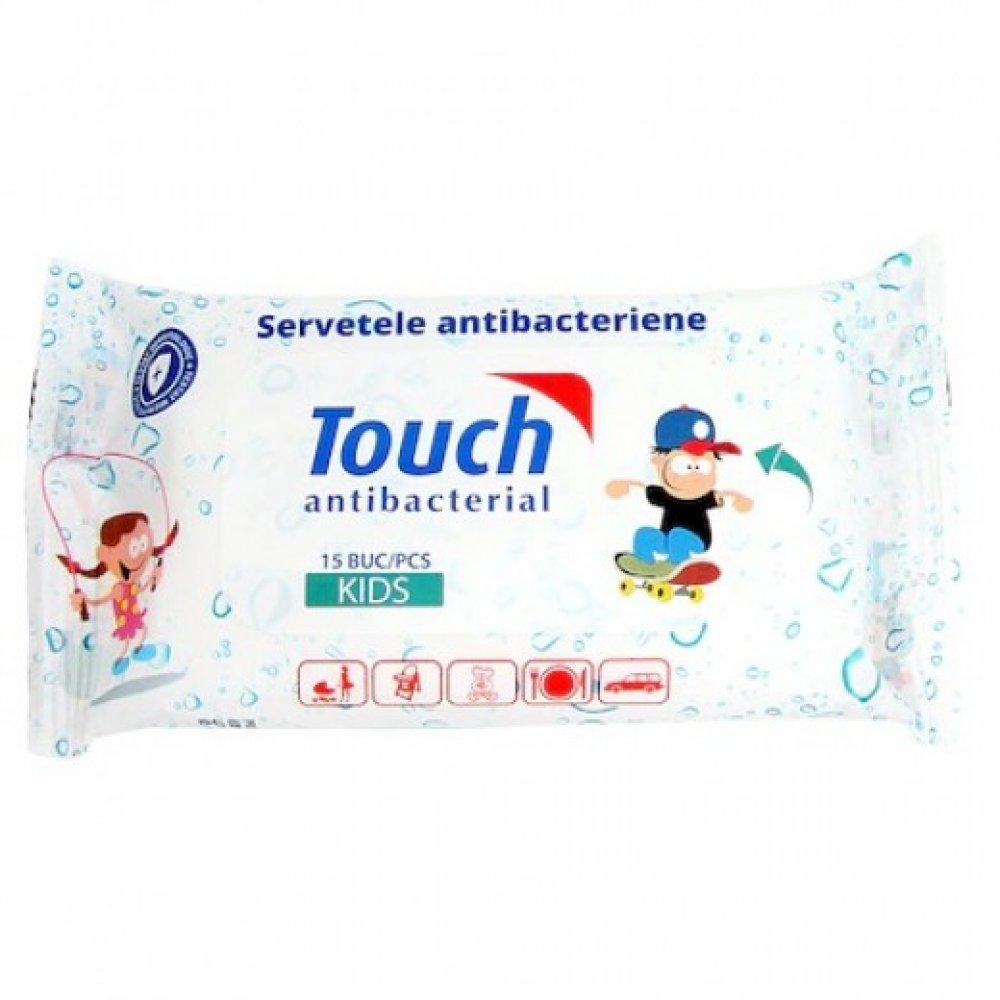 Servetele Umede Antibacteriene Touch Kids, 15 bucati-