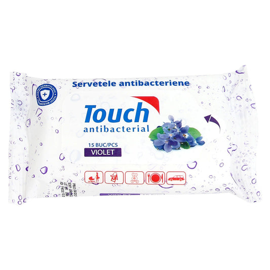 Servetele Umede Antibacteriene Touch Violet, 15 bucati-