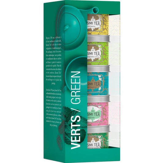 Set descoperire, Ceaiuri organice Green Teas, Metal tin 5 miniaturi vrac 100gr, Kusmi Tea