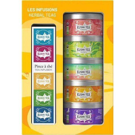 Set descoperire, Ceaiuri organice Herbal Teas, Metal tin 5 miniaturi cu infuzor vrac 100gr, Kusmi Tea