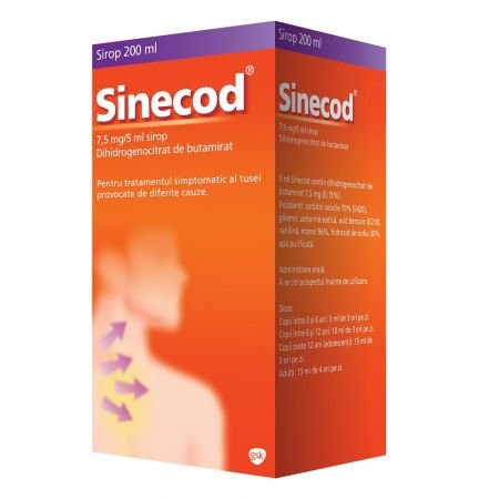 Sinecod sirop, 7,5 mg/5 ml, 200 ml, Gsk-