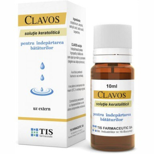 Solutie keratolitica Clavos pentru indepartarea bataturilor, 10 ml, Tis Farmaceutic-