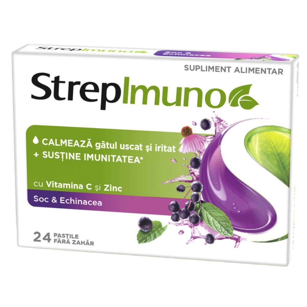 Strepimuno cu soc si echinacea, 24 pastile de supt, Reckitt Benckiser - 5949031370377