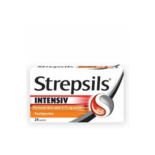 Strepsils Intensiv fara zahar cu aroma de portocale, 8,75 mg, 24 pastile, Reckitt Benckiser