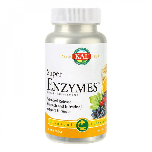 Super Enzymes Kal, 30 tablete cu eliberare prelungita (bi-layer), Secom-