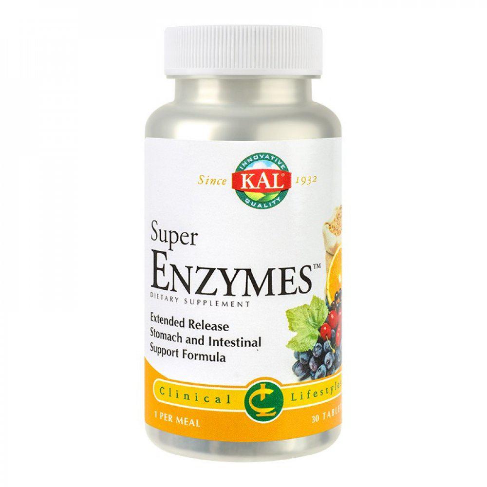 Super Enzymes Kal, 30 tablete cu eliberare prelungita (bi-layer), Secom