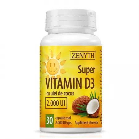 Super Vitamin D3 cu ulei de cocos, 30 capsule, Zenyth