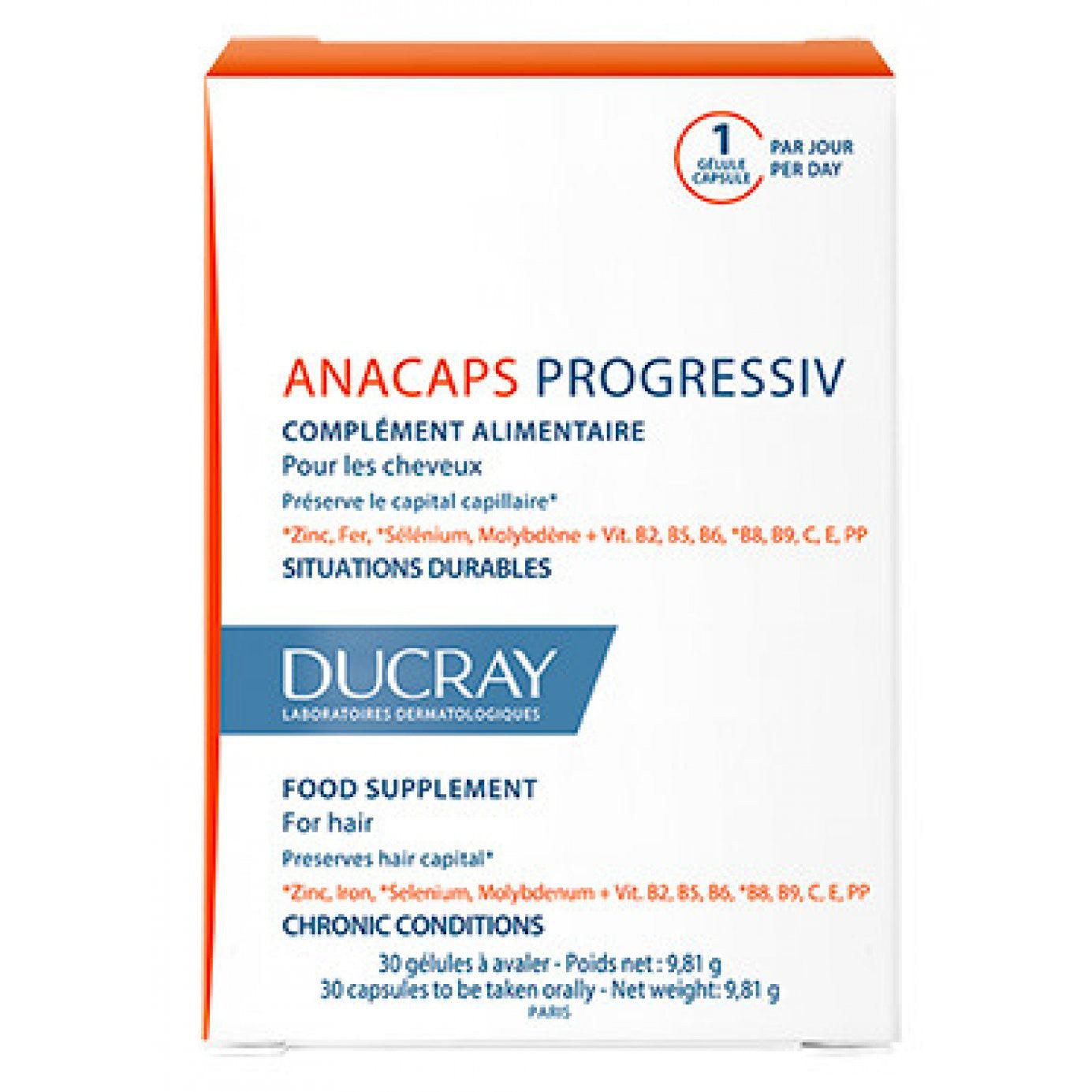 Supliment pentru par Anacaps Progressiv, 30 capsule, Ducray-