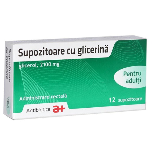 Supozitoare cu glicerina adulti, 2100 mg, 12 supozitoare, Antibiotice SA-