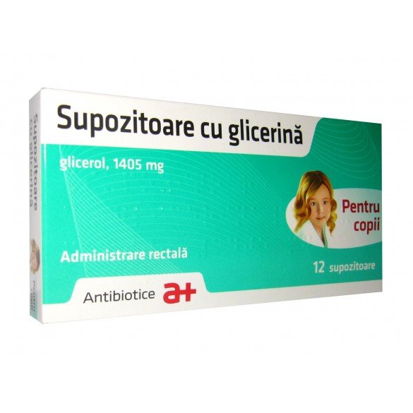 Supozitoare cu glicerina copii, 1405 mg, 12 supozitoare, Antibiotice SA - 5944736003698