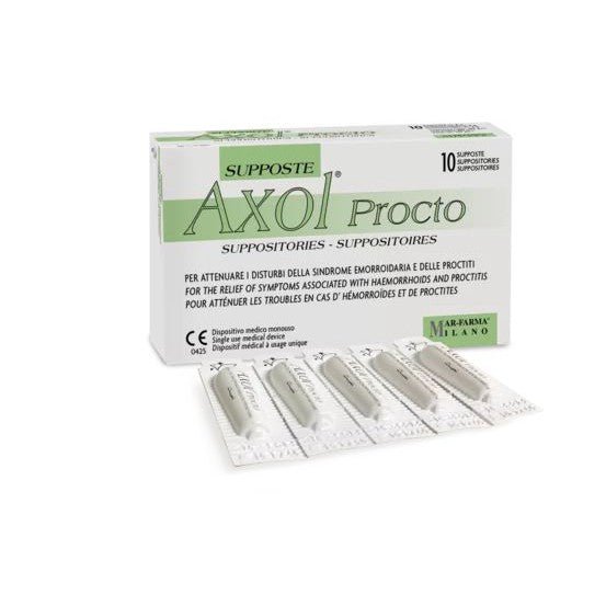 Supozitoare Pentru Revigorarea Proctitei & Tulburari Hemoroidale, Axol Procto Supposte, 10 supozitoare, Mar-Farma Milano