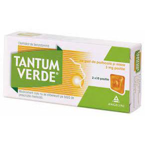 Tantum Verde cu aroma de portocale si miere, 3 mg, 20 pastile, Angelini-