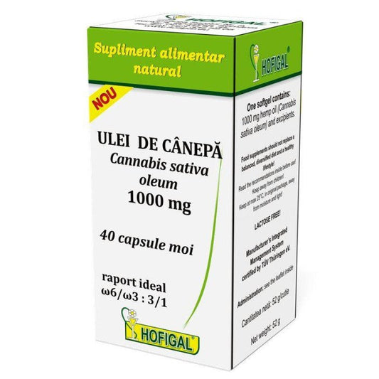 Ulei de canepa 1000mg, 40 capsule, Hofigal