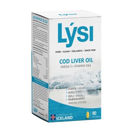 Ulei din ficat de cod Omega 3 cu vitamina D si A, 80 capsule, Lysi-