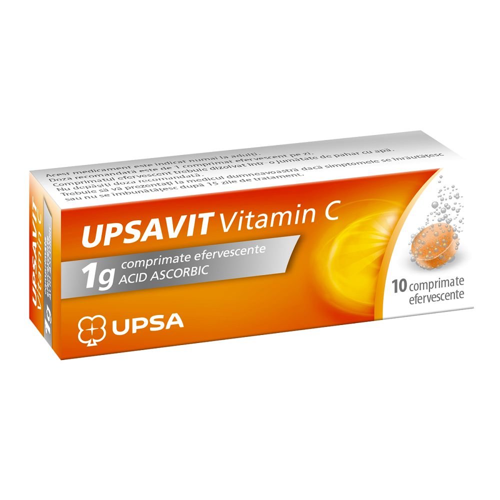 Upsavit Vitamina C, 1 g, 10 comprimate efervescente, Upsa-