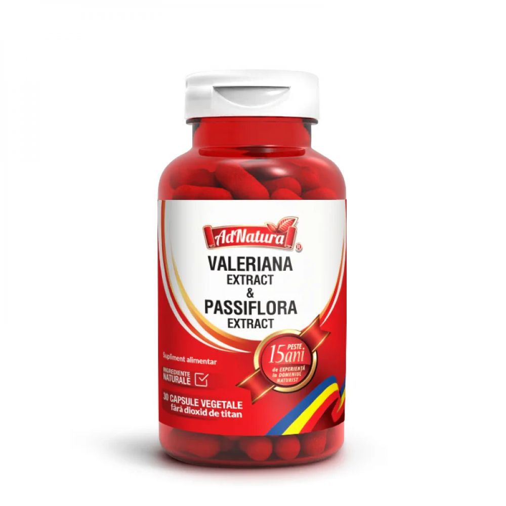 Valeriana + Passiflora, 30 capsule, AdNatura-