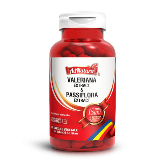 Valeriana + Passiflora, 60 capsule, AdNatura