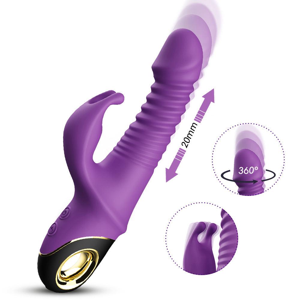 Vibrator Rabbit pentru punctul G, rotatie telescopica automata, stimulator de clitoris si masturbare