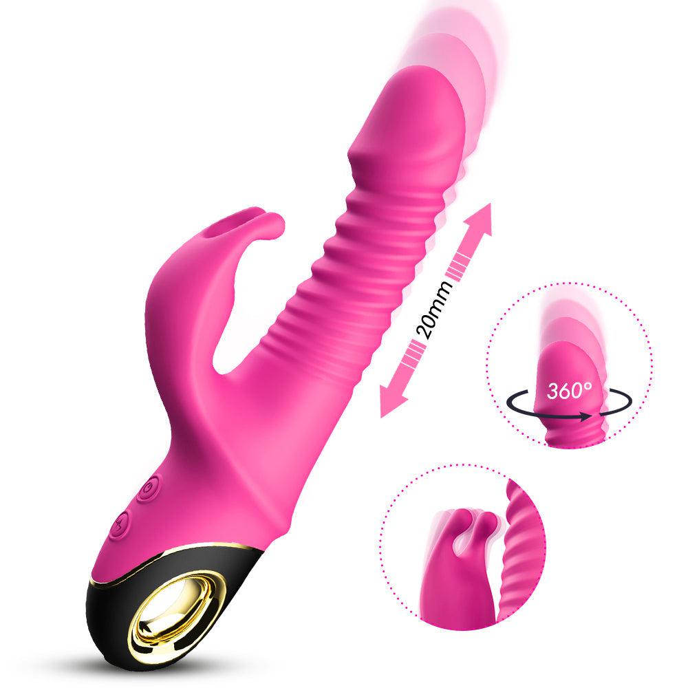 Vibrator Rabbit pentru punctul G, rotatie telescopica automata, stimulator de clitoris si masturbare