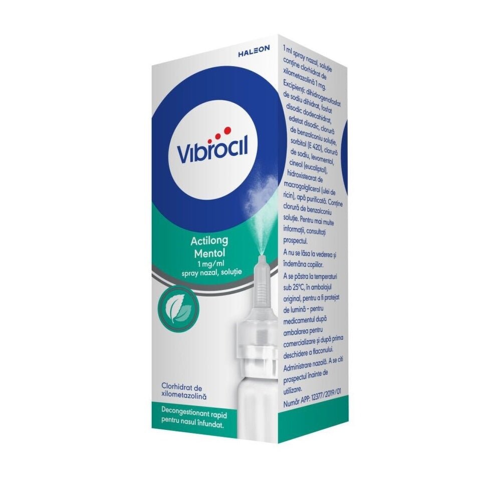 Vibrocil Actilong Mentol, 1 mg/ml spray nazal, soluţie, 10 ml, Gsk - 5054563204899