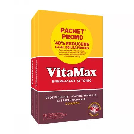 Vitamax Q10, 15 capsule + 15 capsule cu 40% reducere din al 2-lea produs, Perrigo-